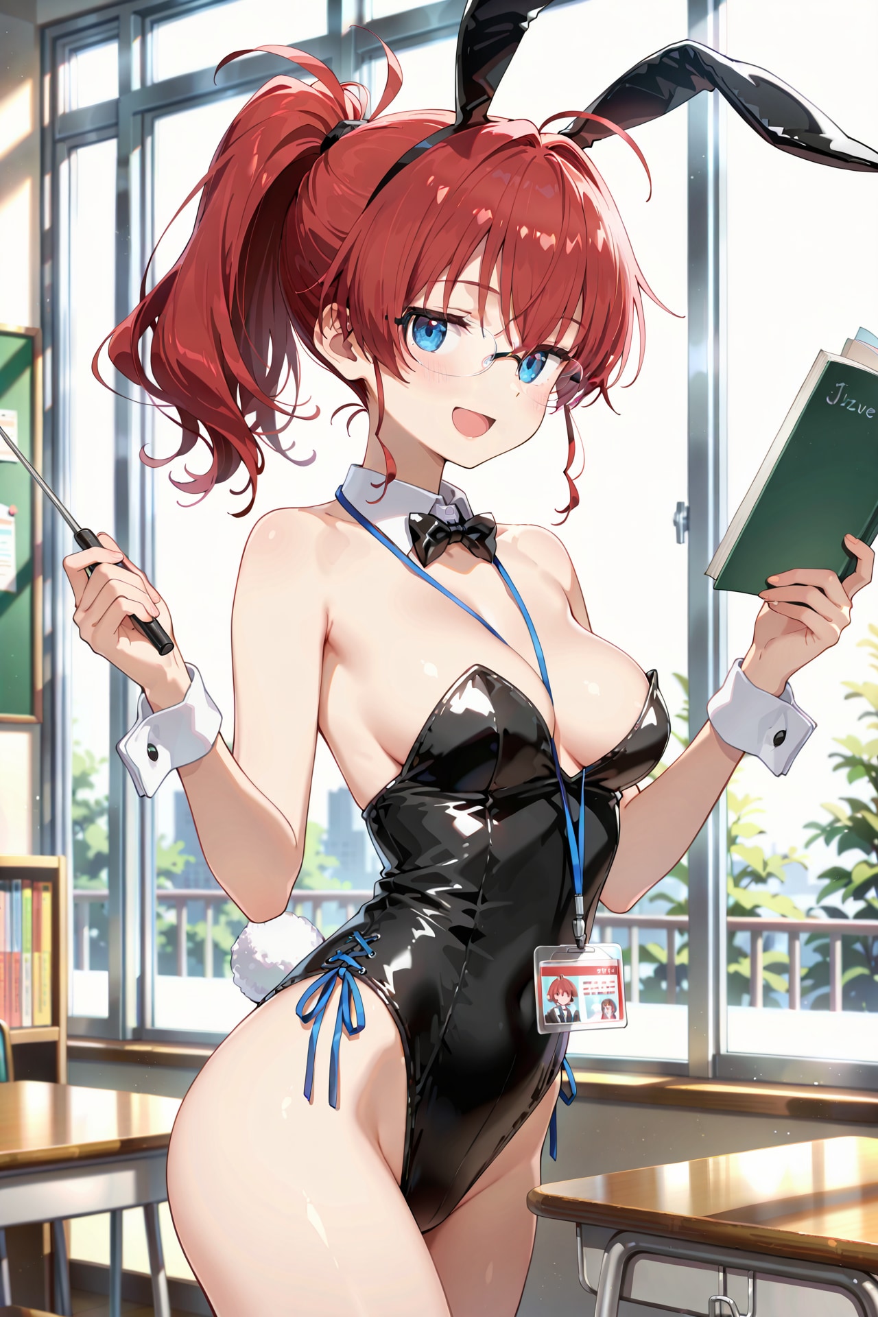 バニーさんのコスプレで授業をするジト目先生 Z522