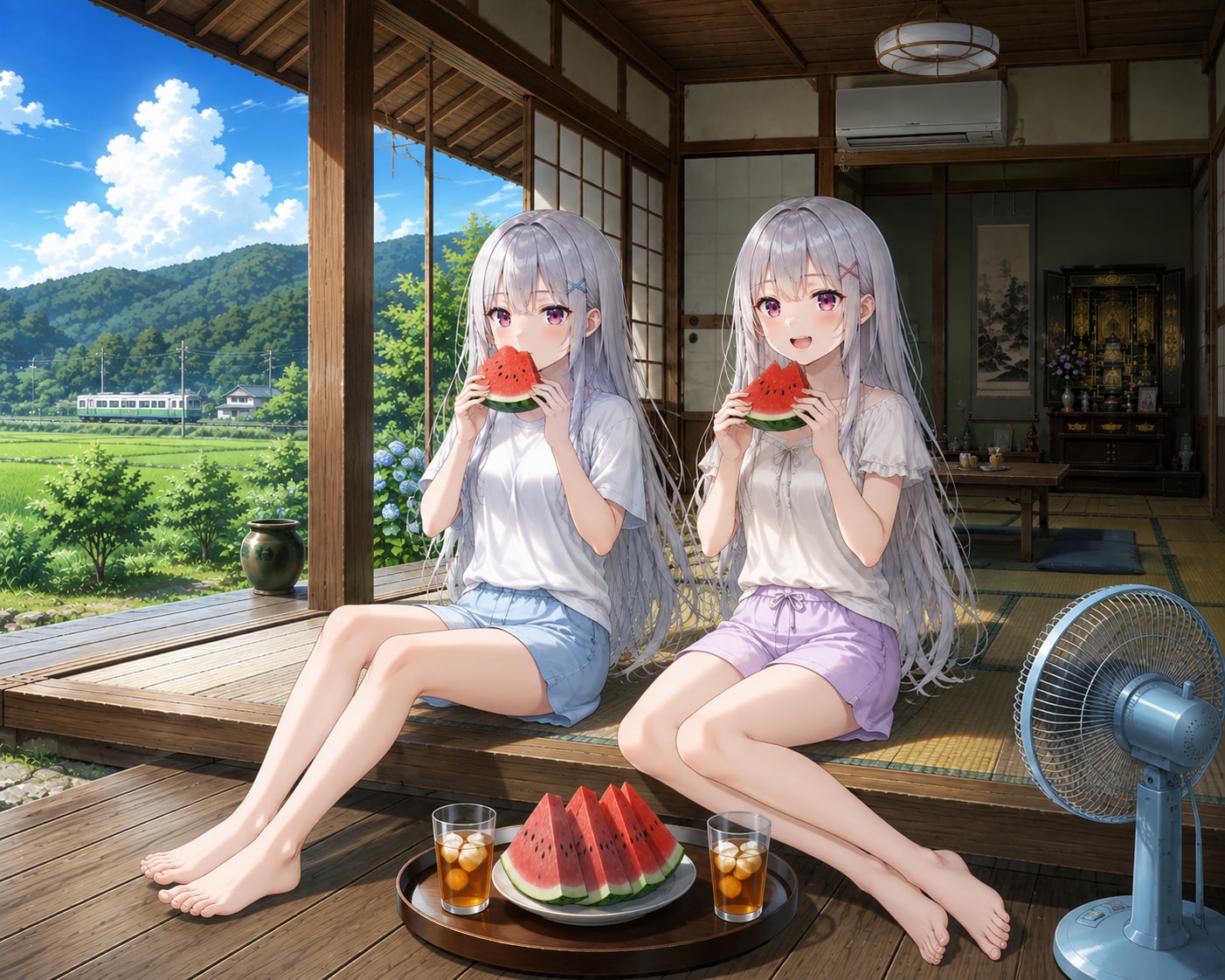 縁側でスイカ | の人気AIイラスト・グラビア