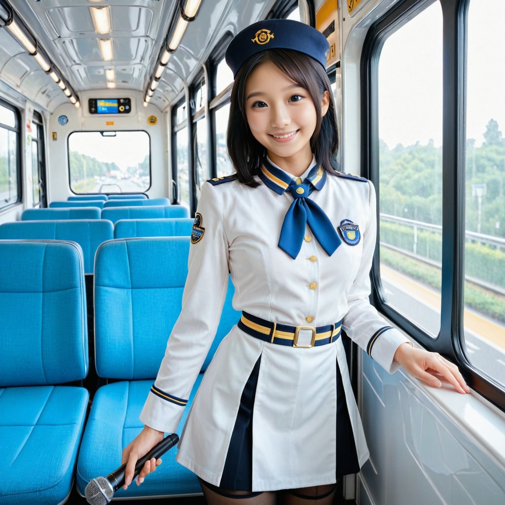 今日はバスガイドさん