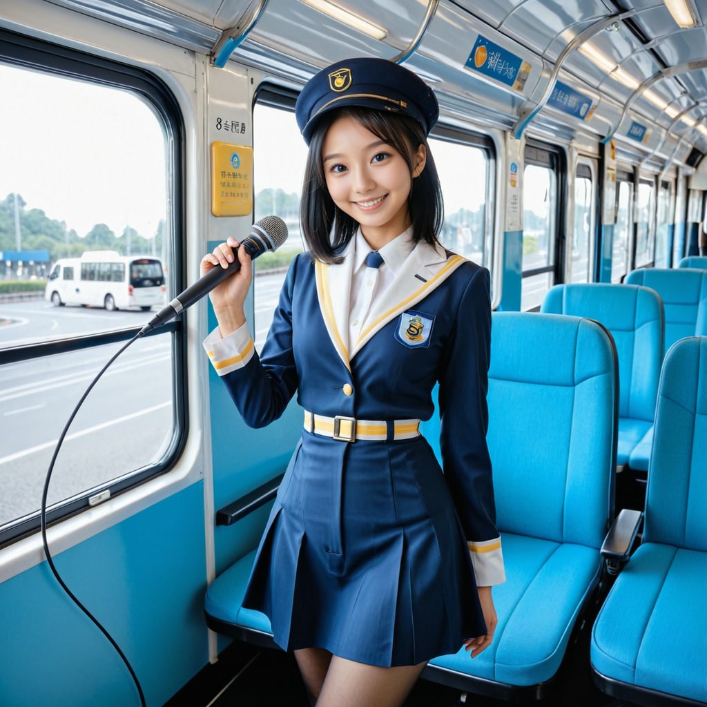 今日はバスガイドさん