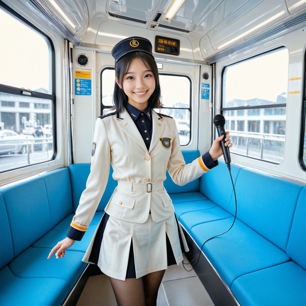 今日はバスガイドさん