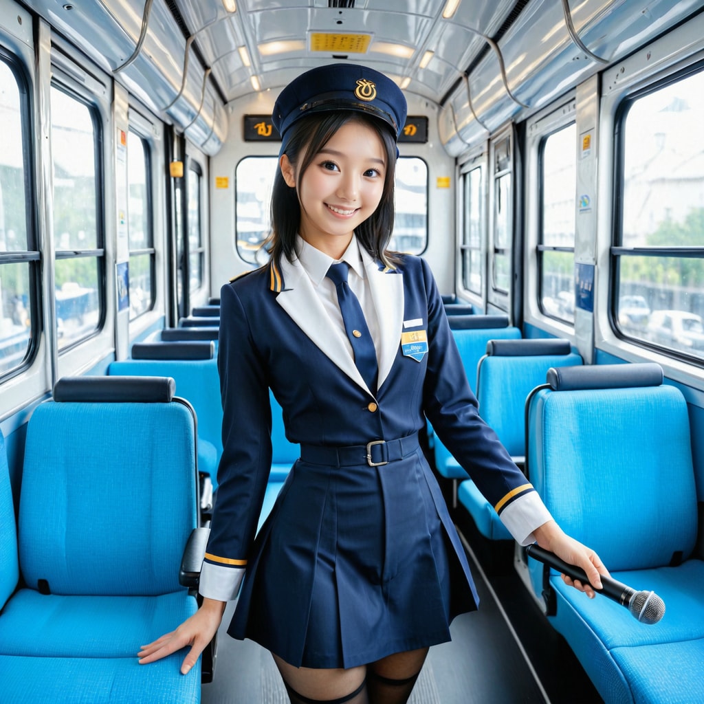 今日はバスガイドさん