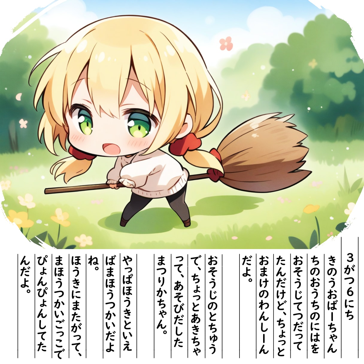 【絵日記】おそうじあきてあそびだすまつりかちゃん | の人気AIイラスト・グラビア