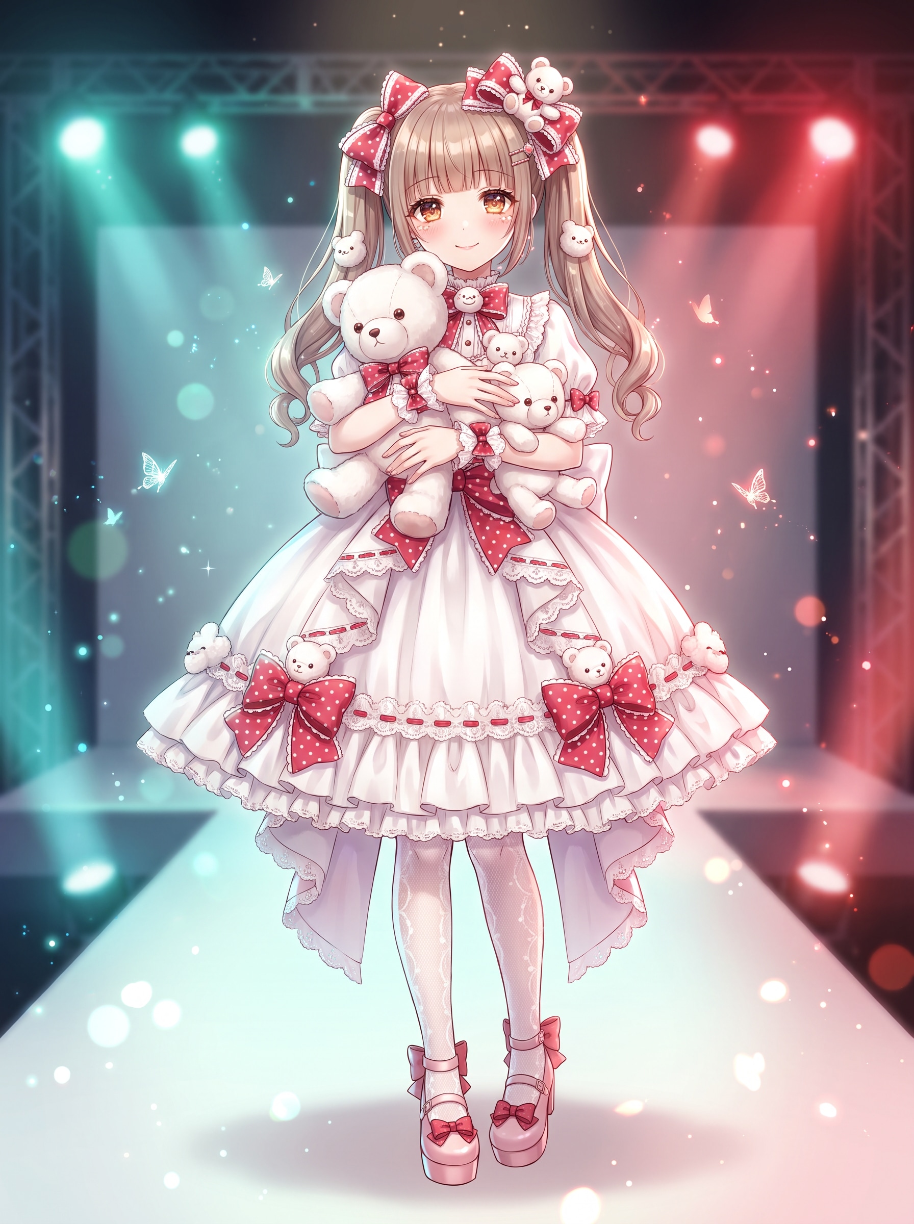 紅白綺羅抱熊少女 | の人気AIイラスト・グラビア