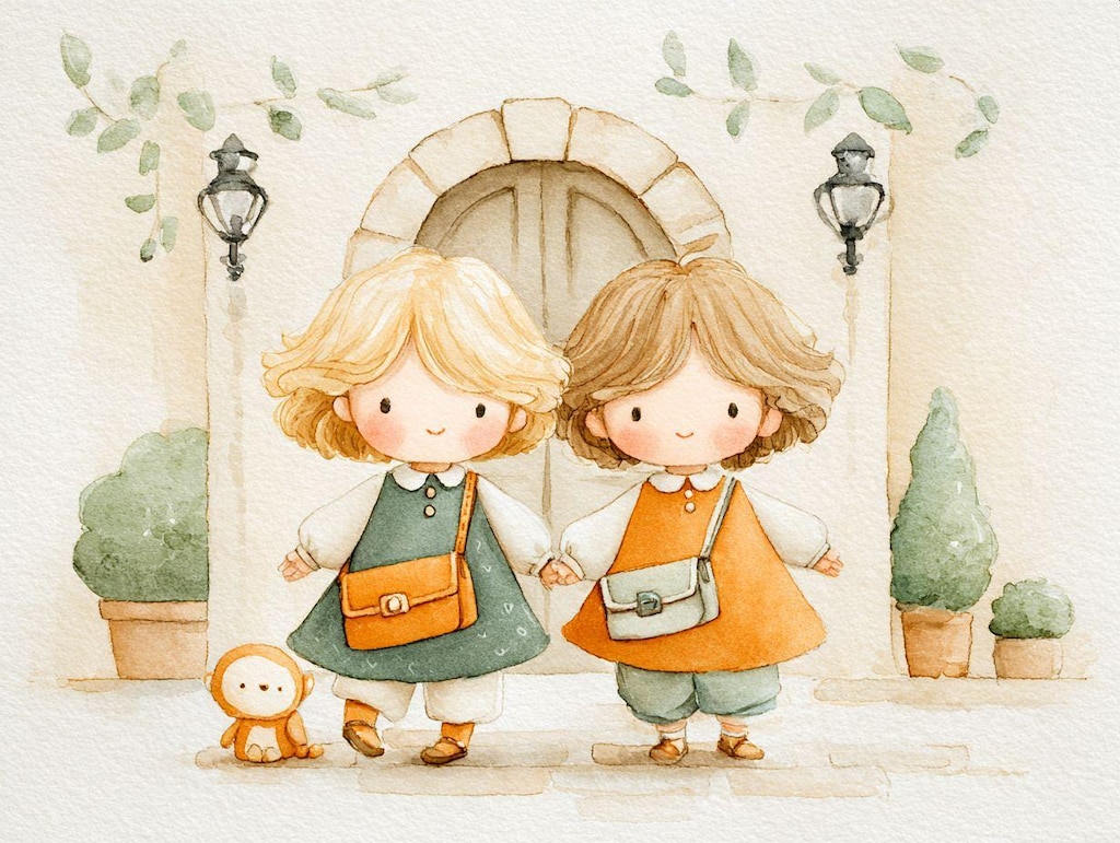 旅の途中の園児たち