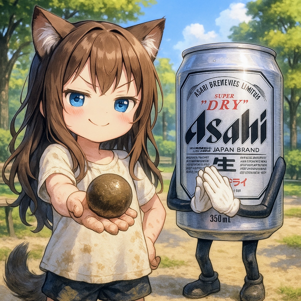 キレイな泥団子を作った小さな女の子