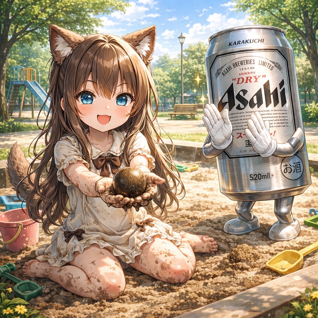 キレイな泥団子を作った小さな女の子