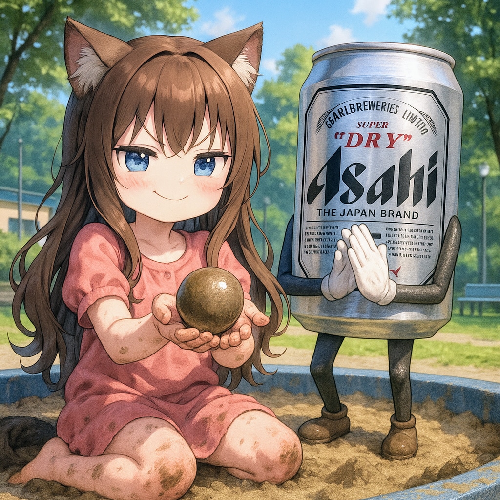 キレイな泥団子を作った小さな女の子