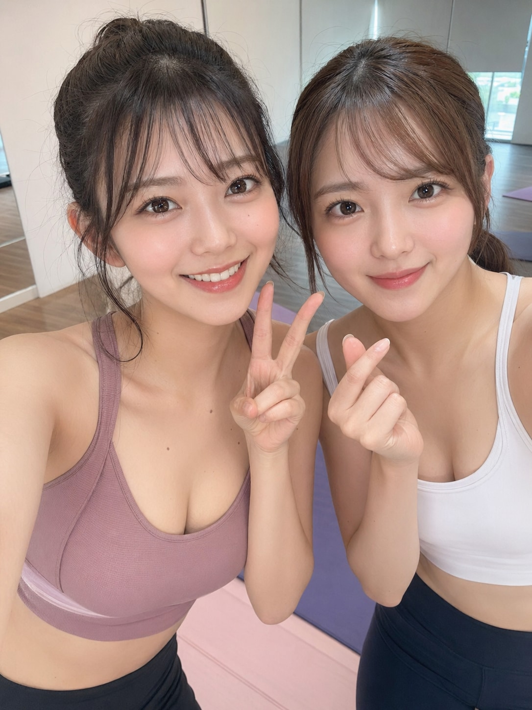 ヨガ教室でのセルフィー