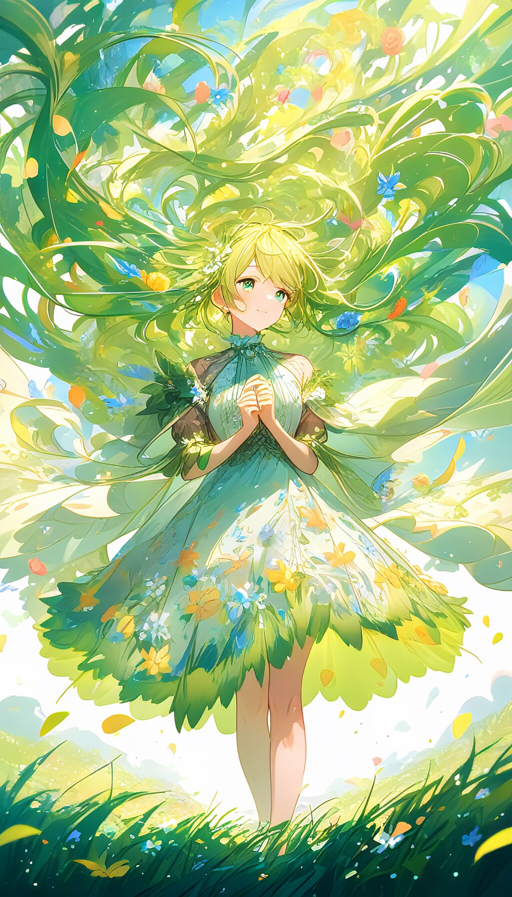 春風に舞う緑髪の精霊