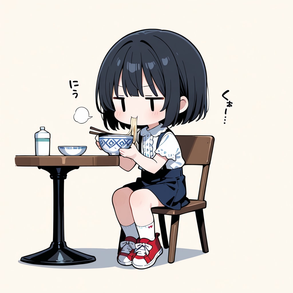 麺を食べる