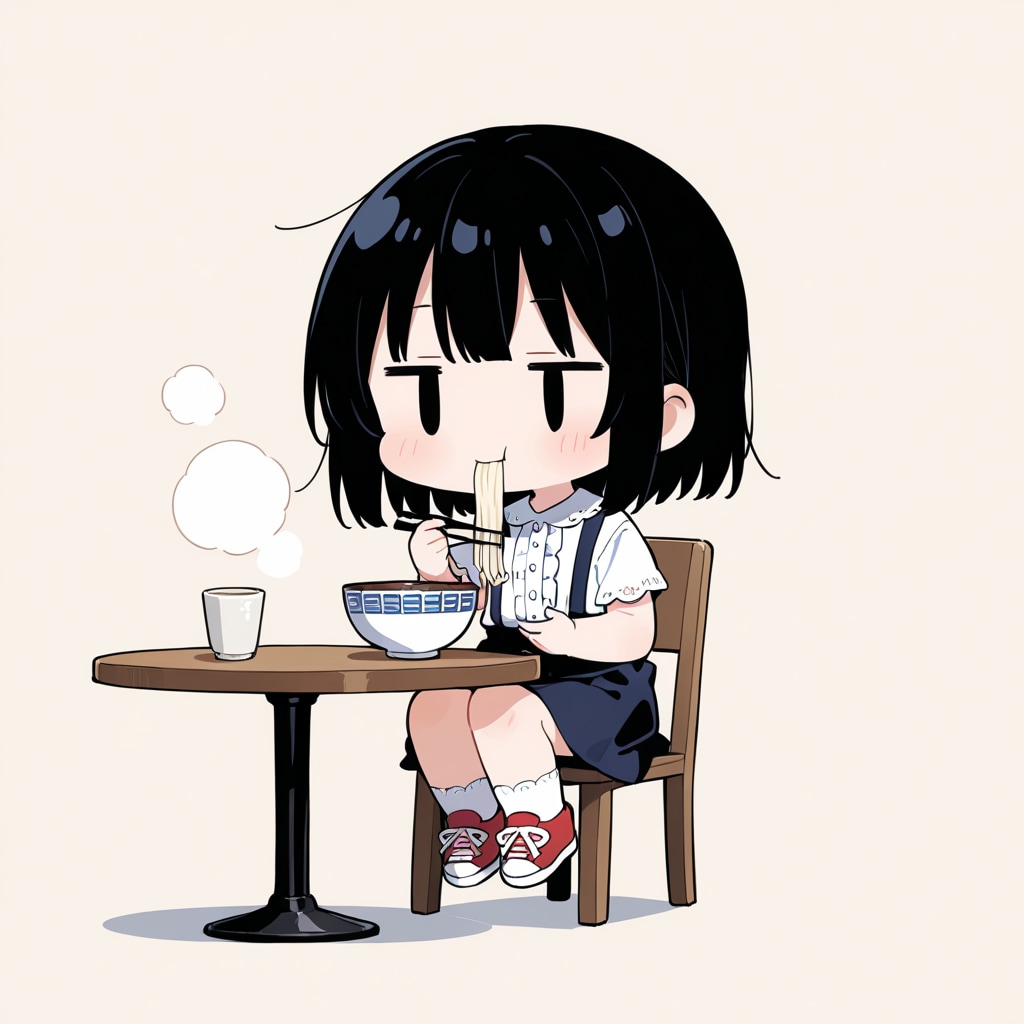 麺を食べる