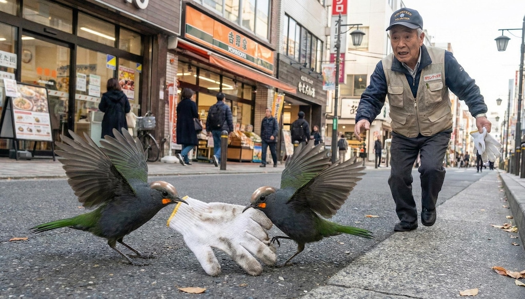 軍手を集める習性のある鳥