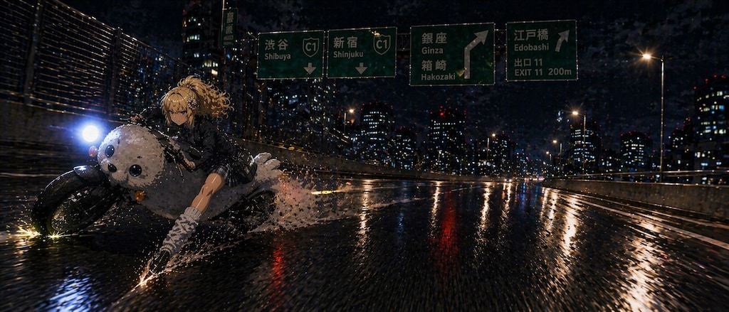 雨夜のC1、白き獣は滑る