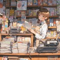 本屋さんで店番をする女の子 4枚目