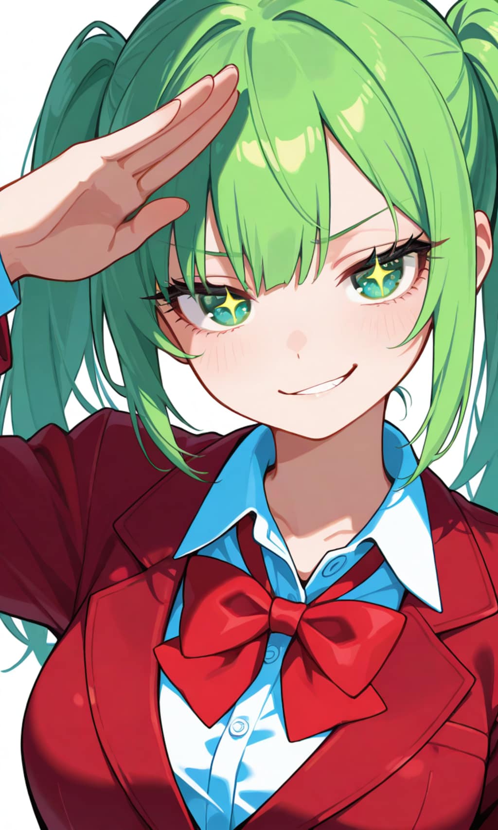 敬礼するあおいちゃん