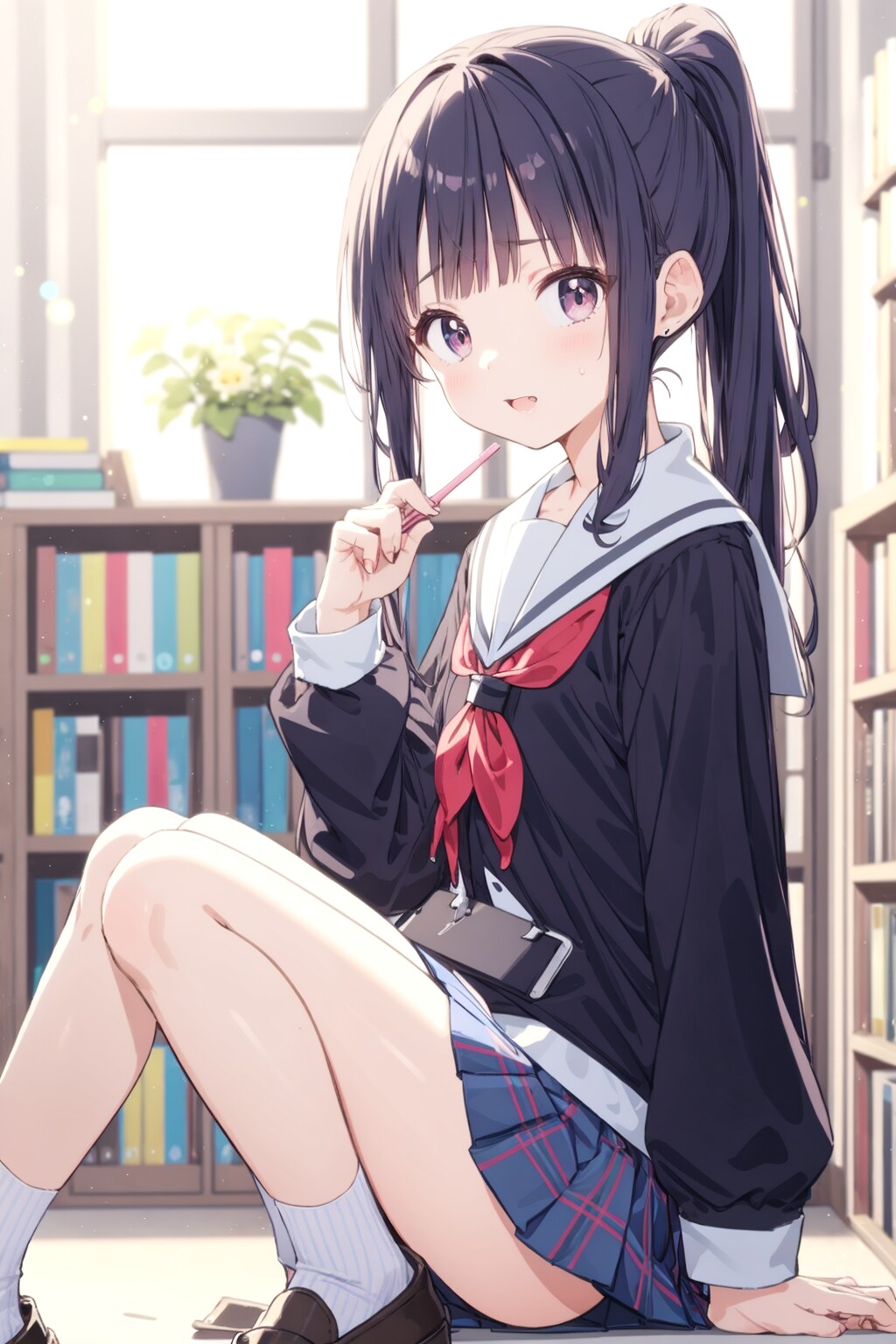 図書館にて(脚がヘンだ)