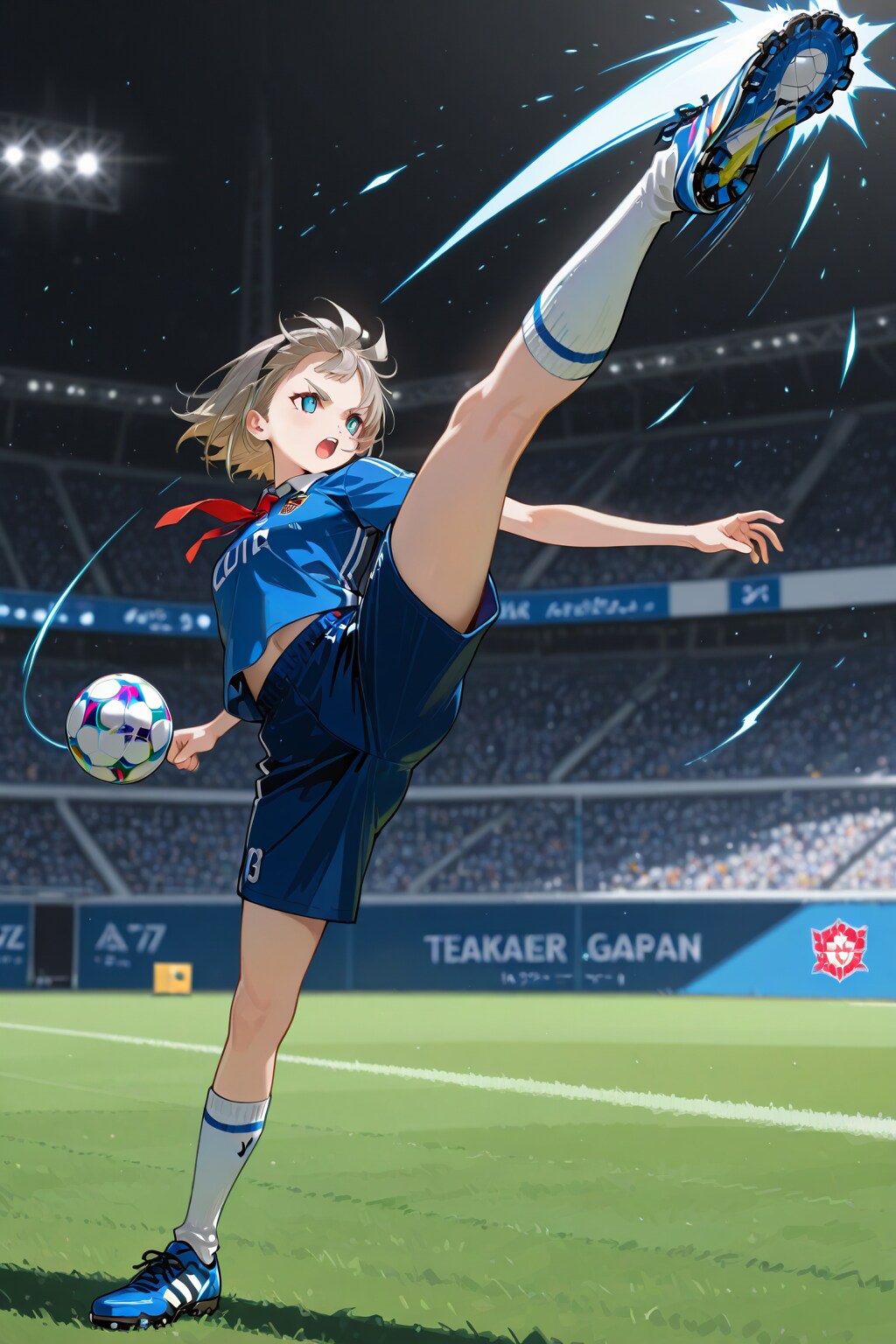 サッカーボールを蹴る少女