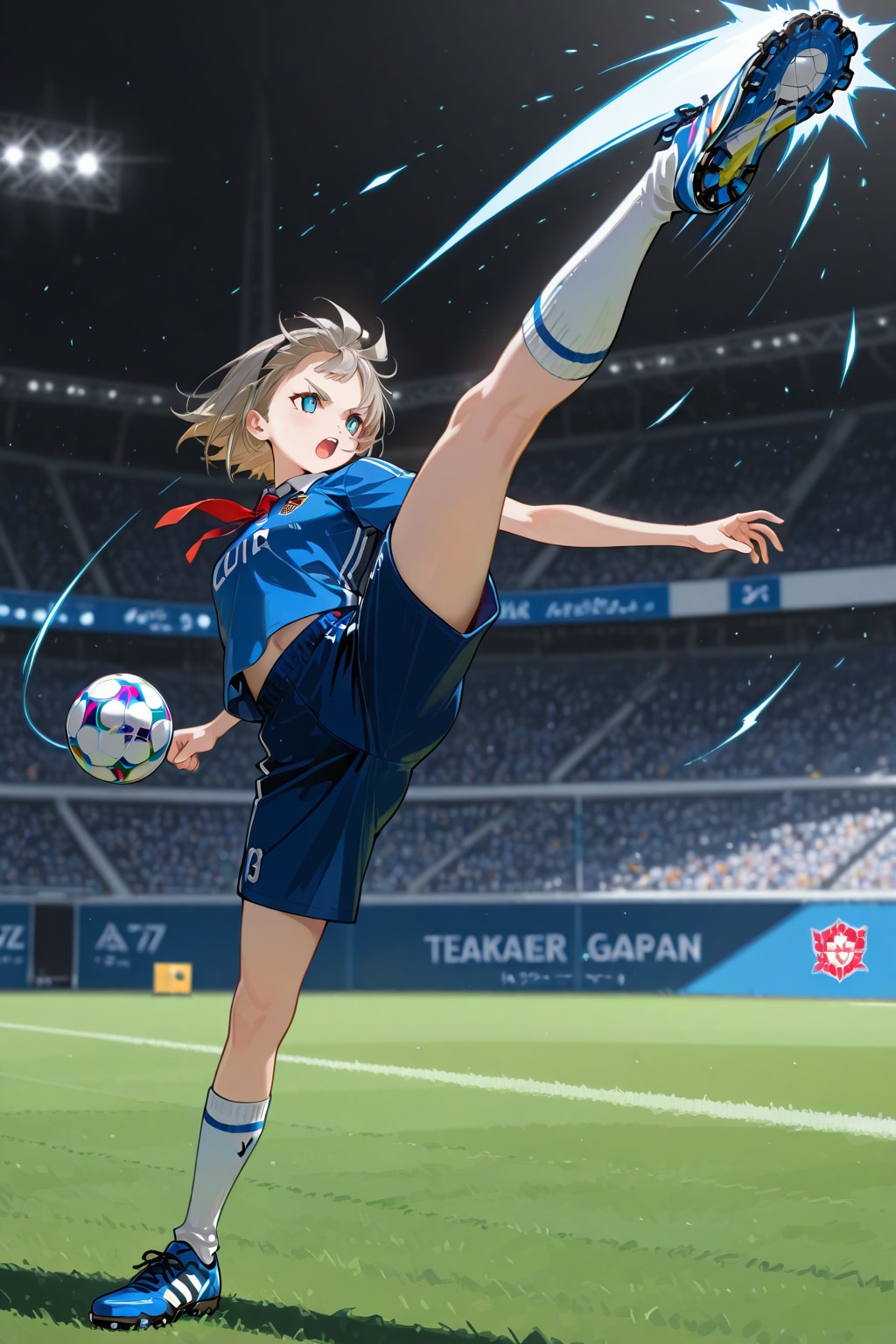 サッカーボールを蹴る少女