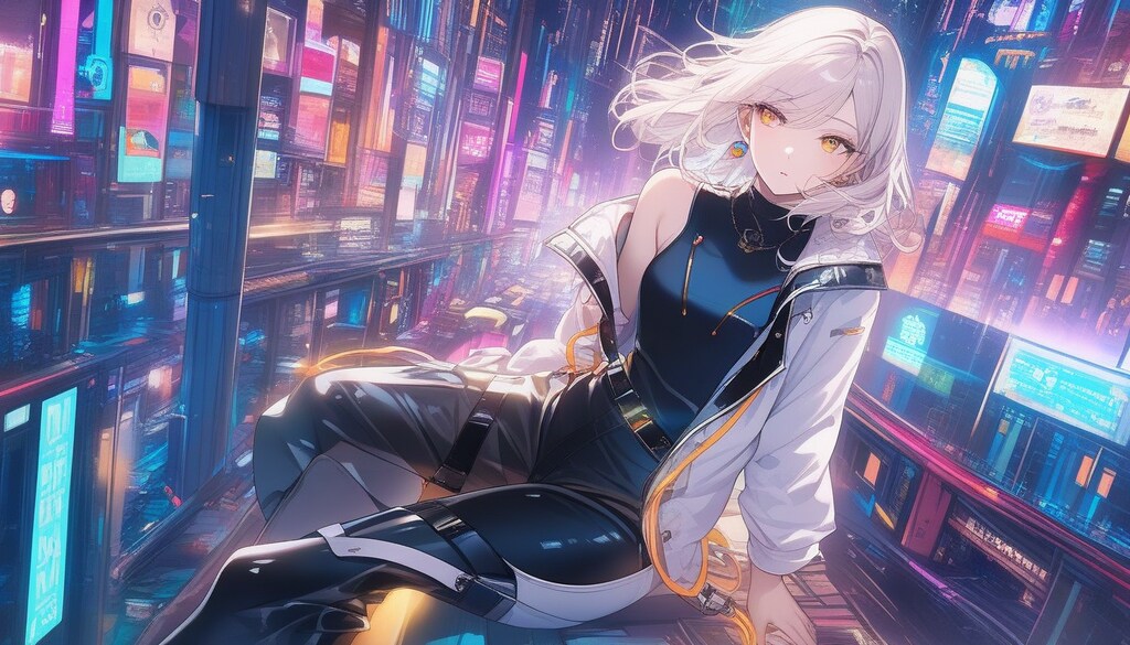 近未来感のある都市とテックウェア