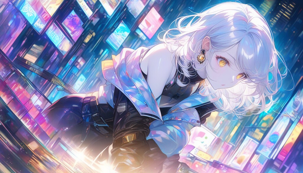 近未来感のある都市とテックウェア