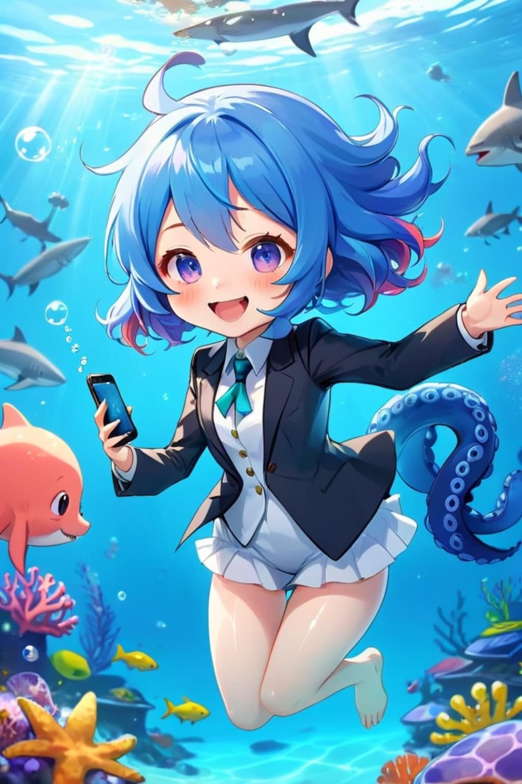 海に出張する青髪ちゃん