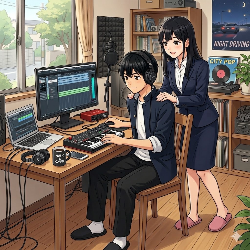 作曲のじゃまをするアネキ | の人気AIイラスト・グラビア