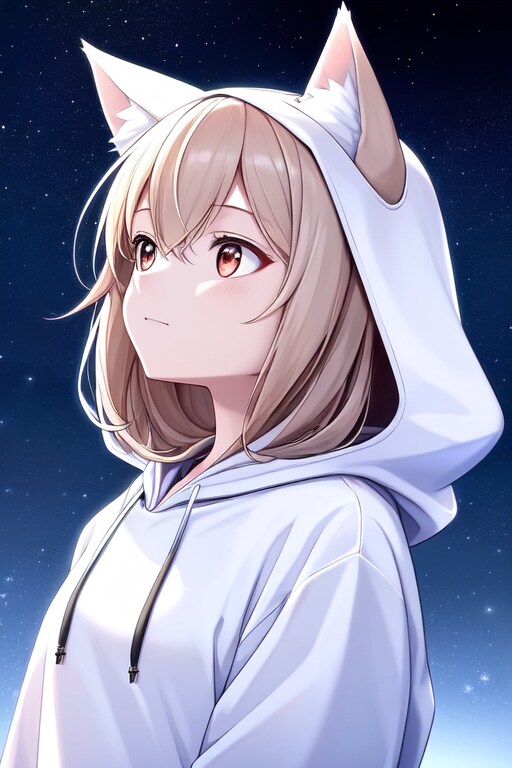 狐耳の付いたフードをかぶった女の子