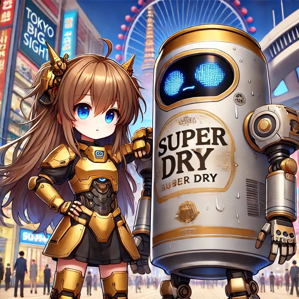 コスプレをしたビール缶と小さな女の子