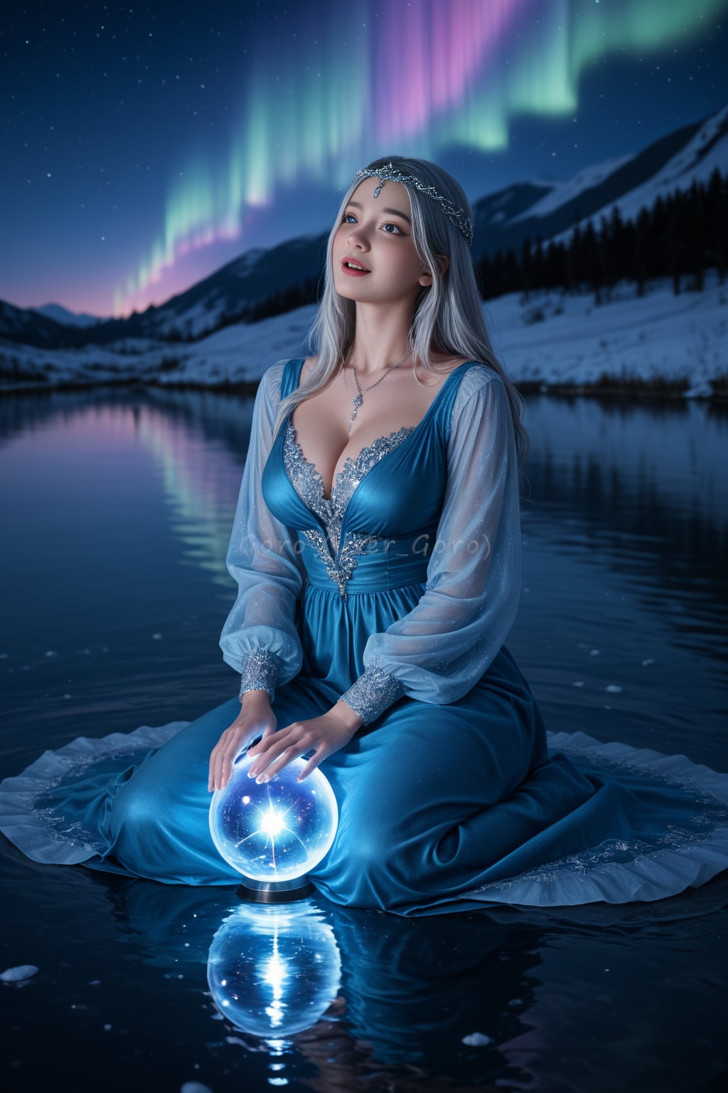 オーロラに祈る北欧の魔女 | の人気AIイラスト・グラビア