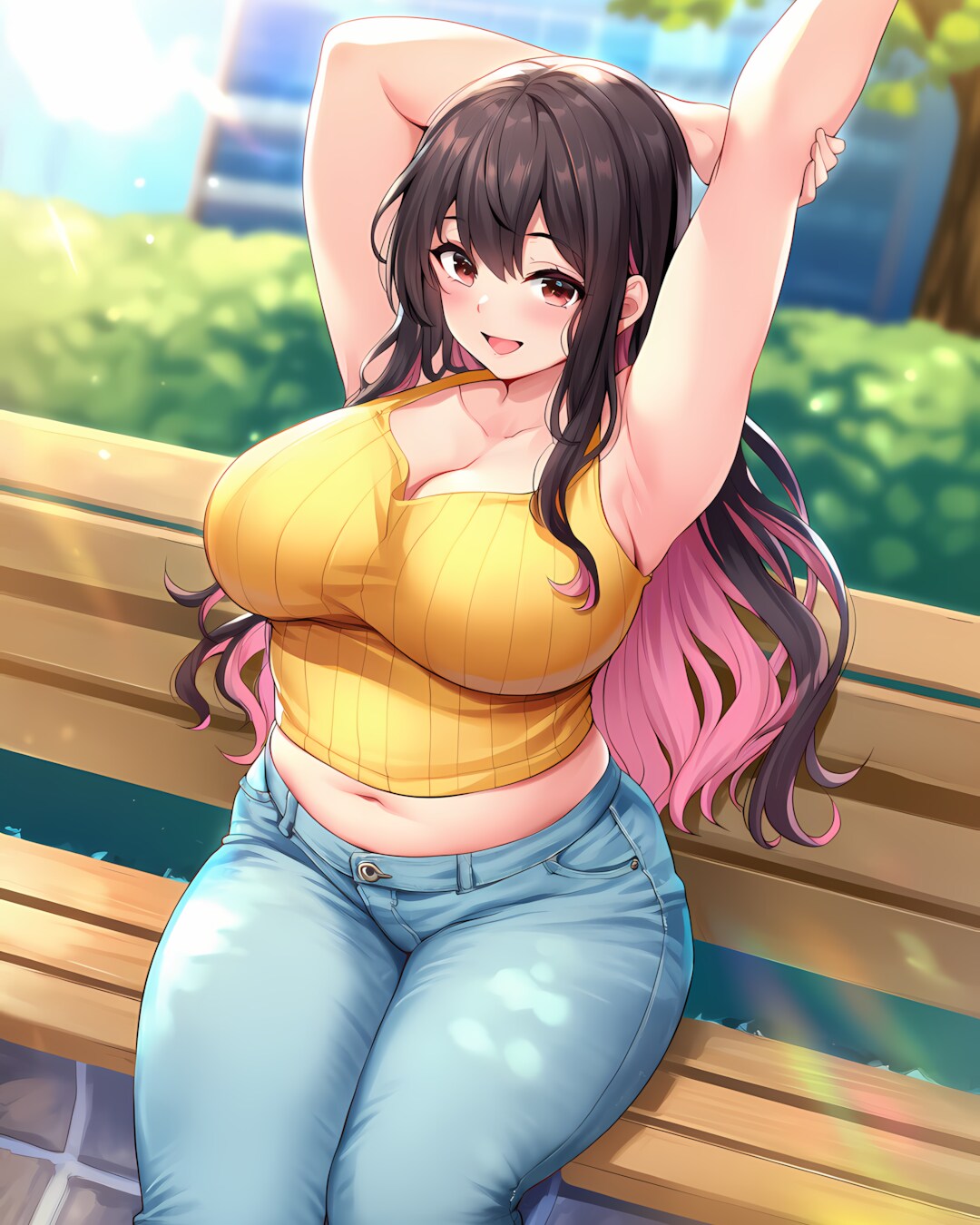 🍃ぽかぽか陽気♪キャンパスのベンチでひと休み✨ | の人気AIイラスト・グラビア