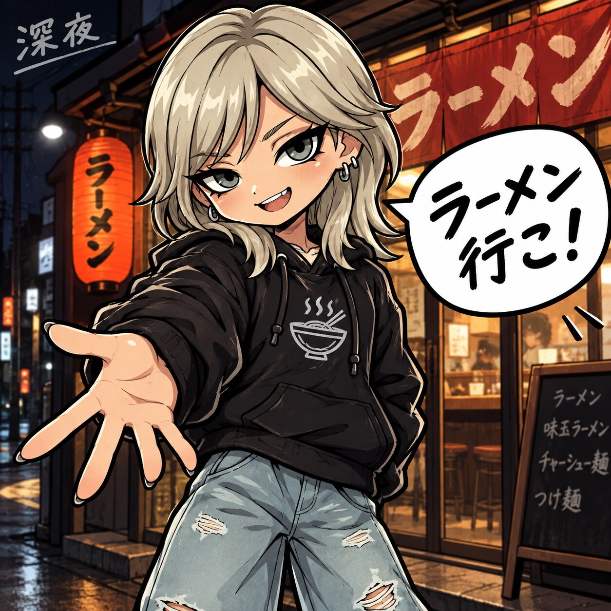 深夜ラーメンのお誘い（ゆな） | の人気AIイラスト・グラビア
