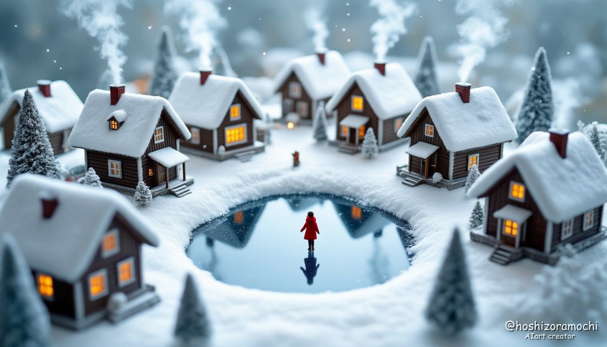 雪国のミニチュア村 - Snow Country Miniature Village | の人気AIイラスト・グラビア