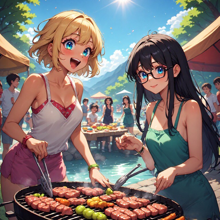 金髪ギャルと黒髪メガネ　BBQ編2