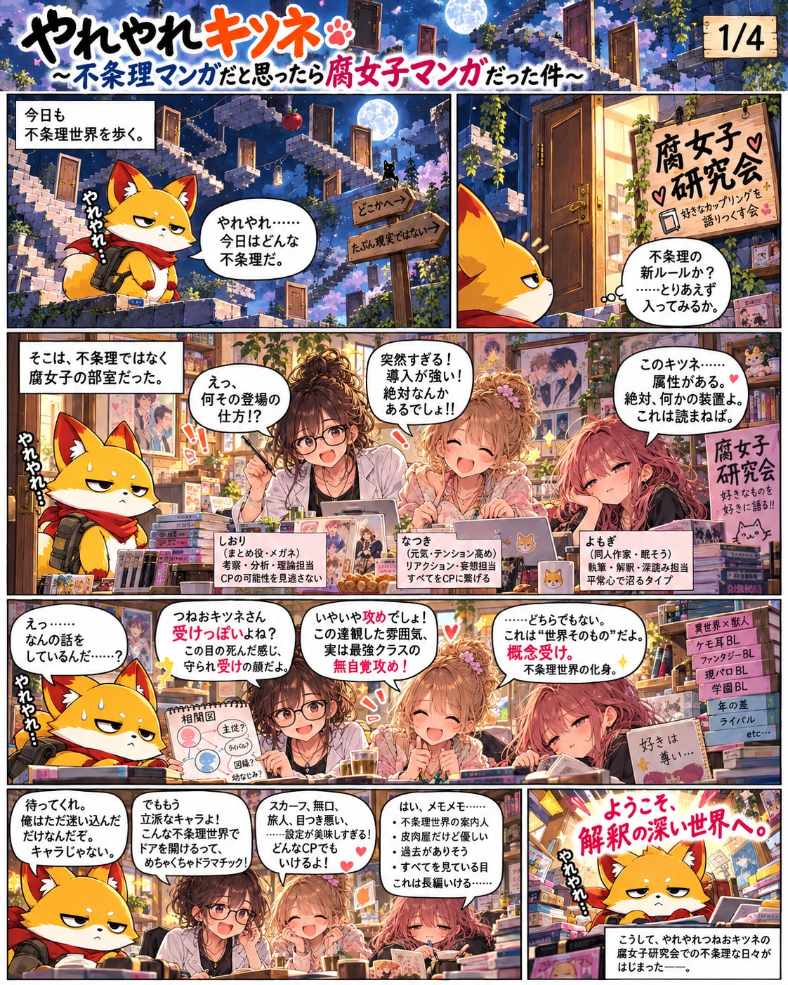 やれやれキツネ、不条理な世界の旅 | の人気AIイラスト・グラビア