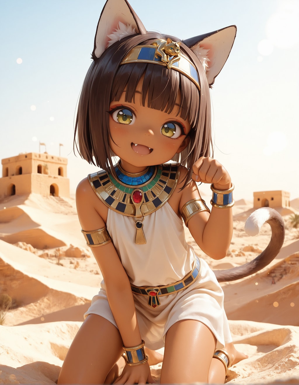 褐色エジプト猫耳ロリ