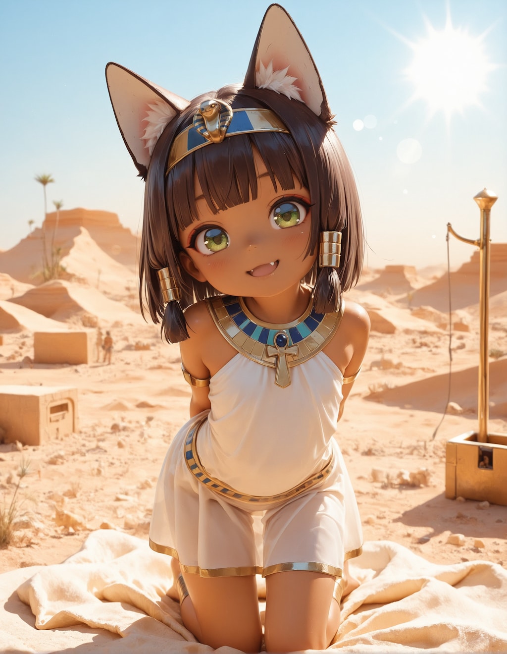 褐色エジプト猫耳ロリ