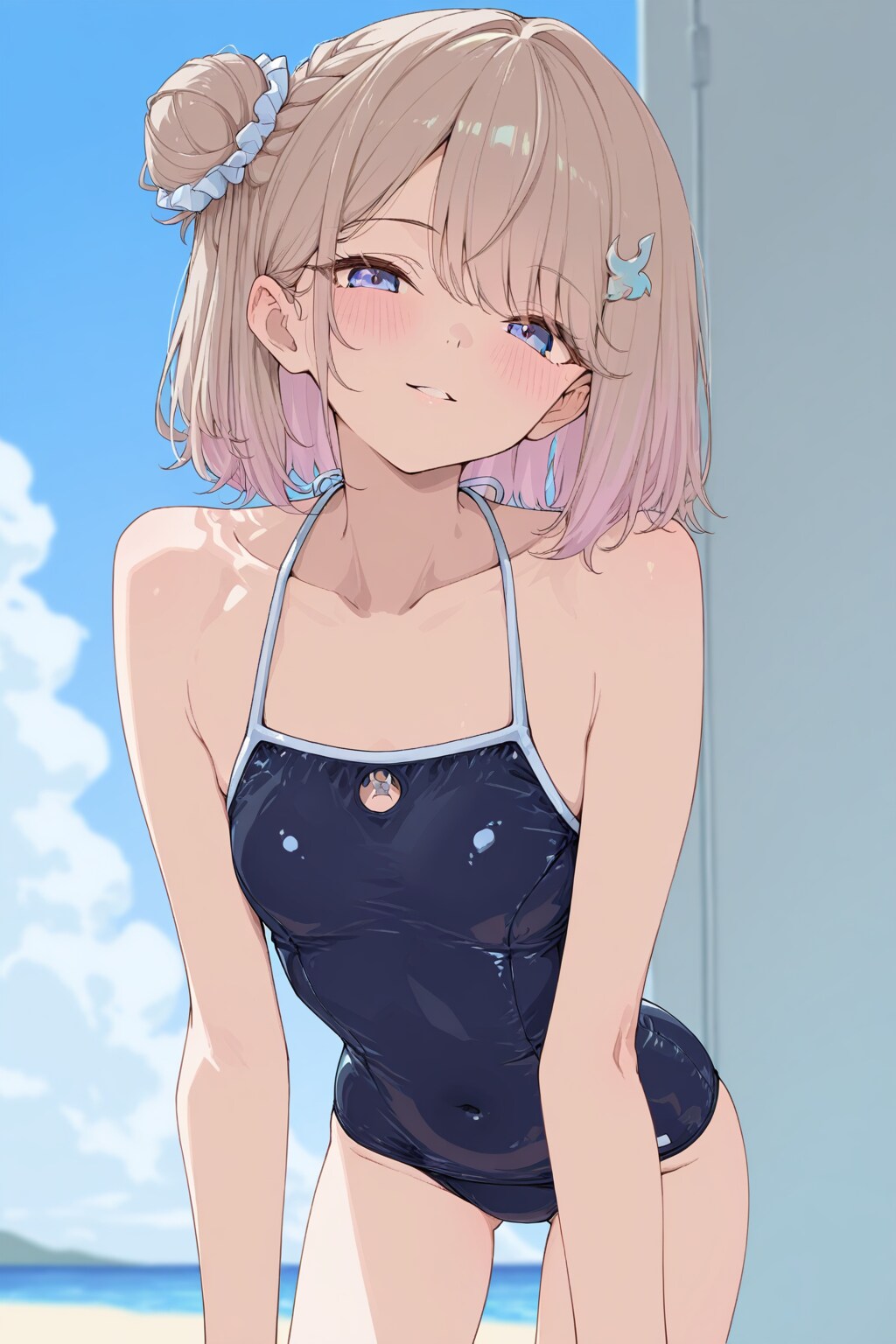 flat school swimwear girl