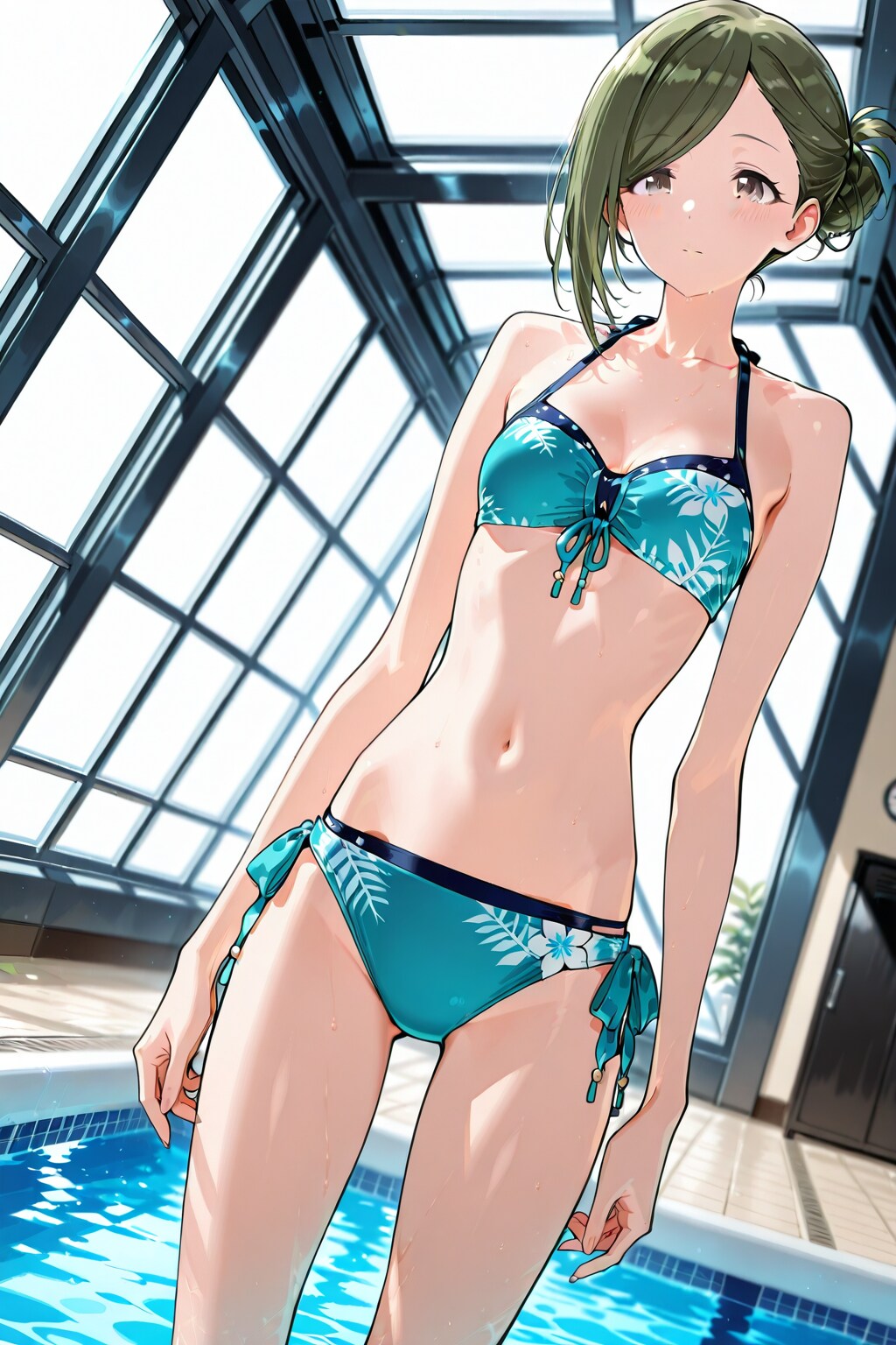 あらあら・・・ここが例のプールですか・・・全面ガラス張りなんですね。