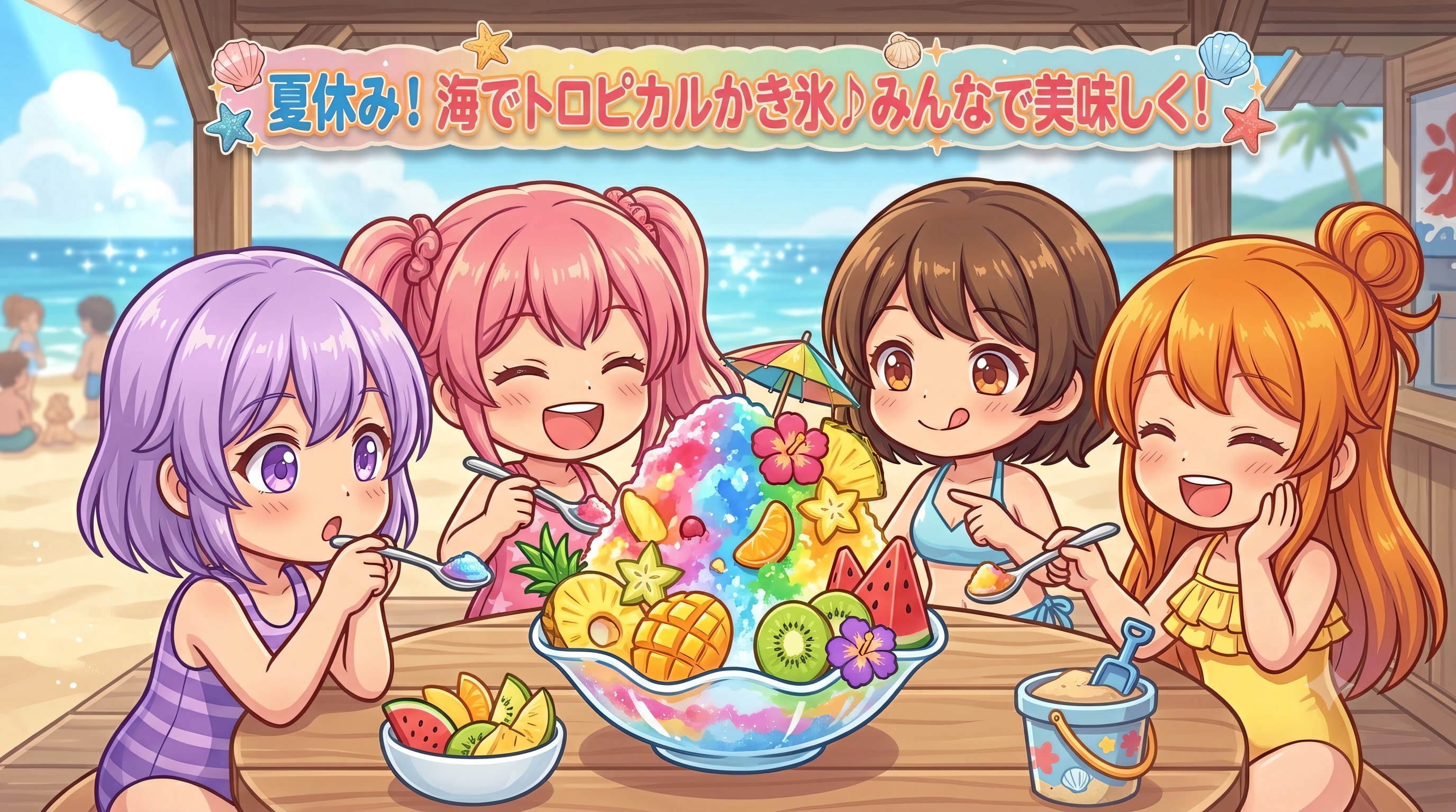 今日の夏休み（海でトロピカルかき氷♪２）
