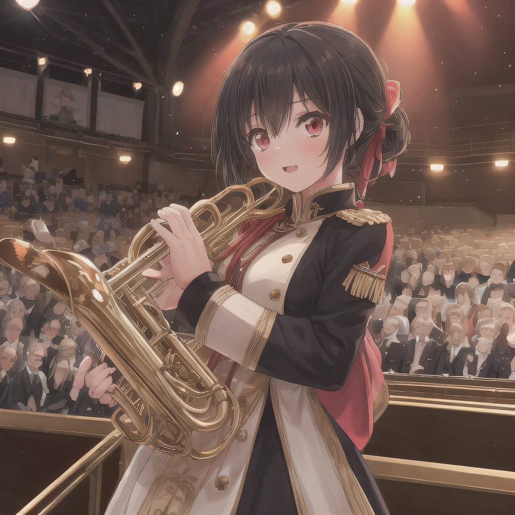 黒髪ロングでブラスバンドの少女３４
