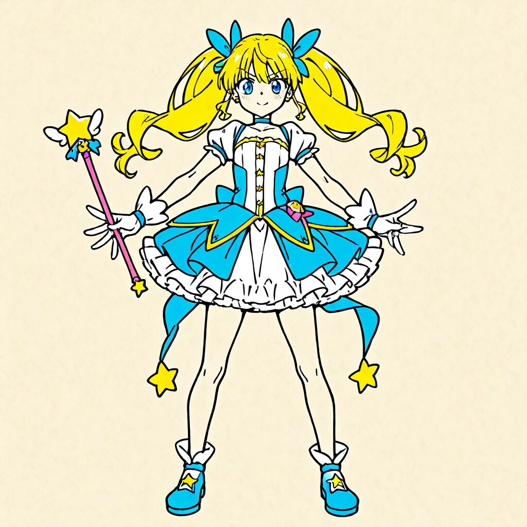 ぬり絵イラスト風魔法少女ちちぷいちゃん