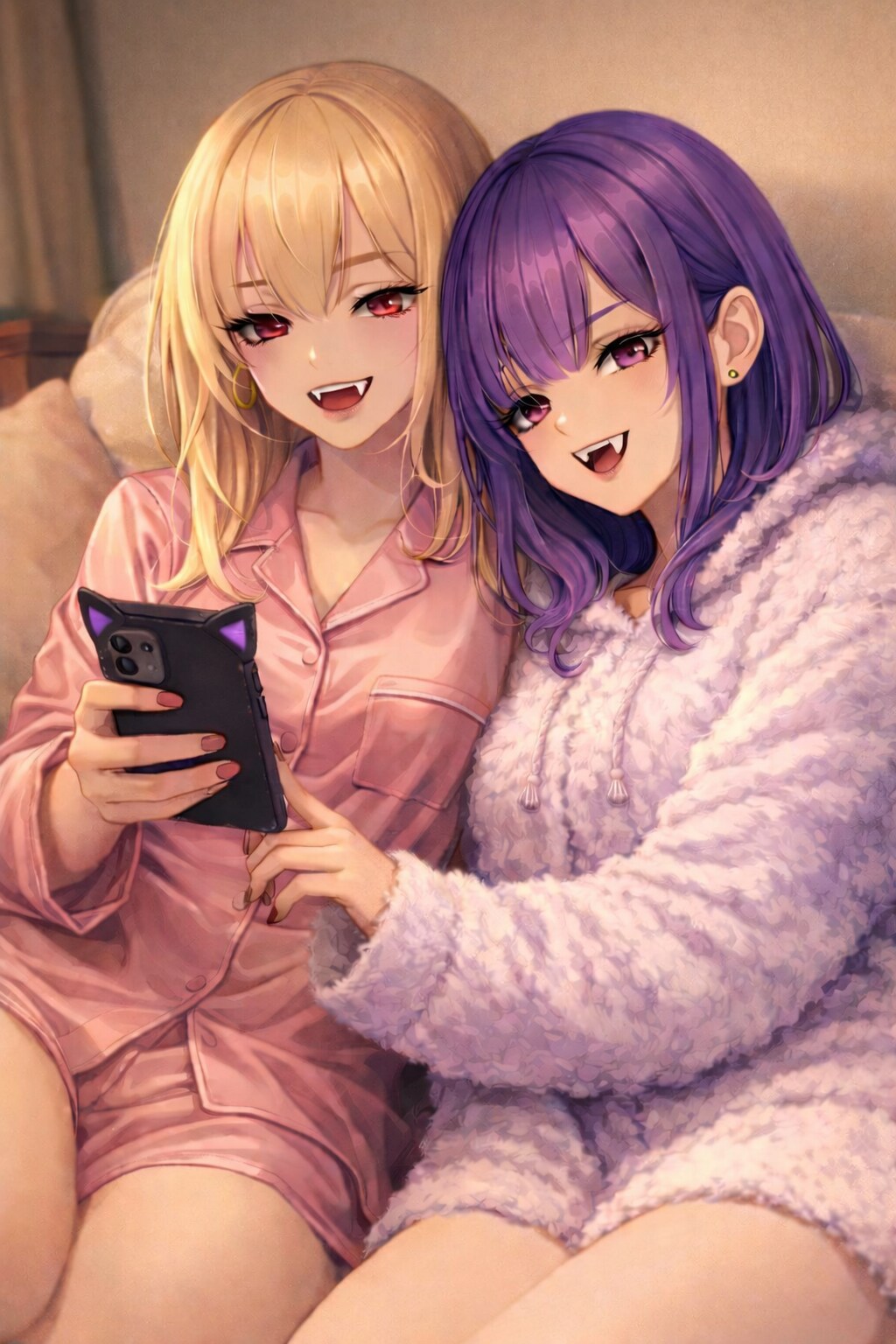 パジャマなギャル吸血鬼二人 | の人気AIイラスト・グラビア