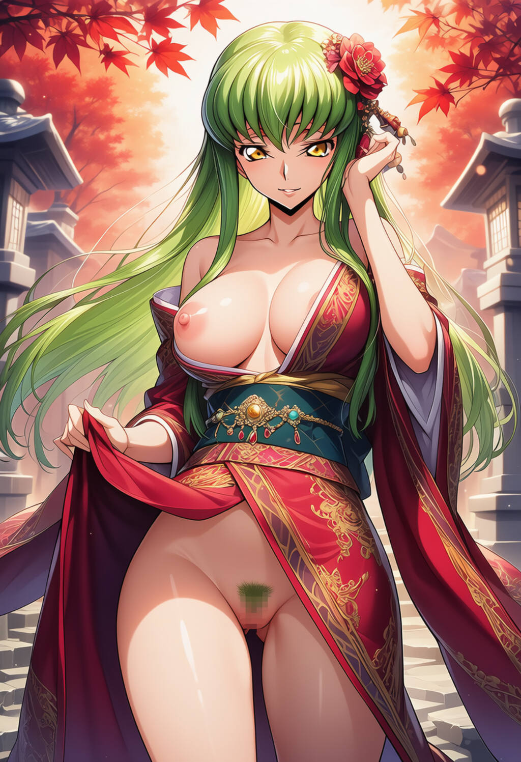 紅葉の社に佇む艶姫 — Scarlet Shrine Enchantress