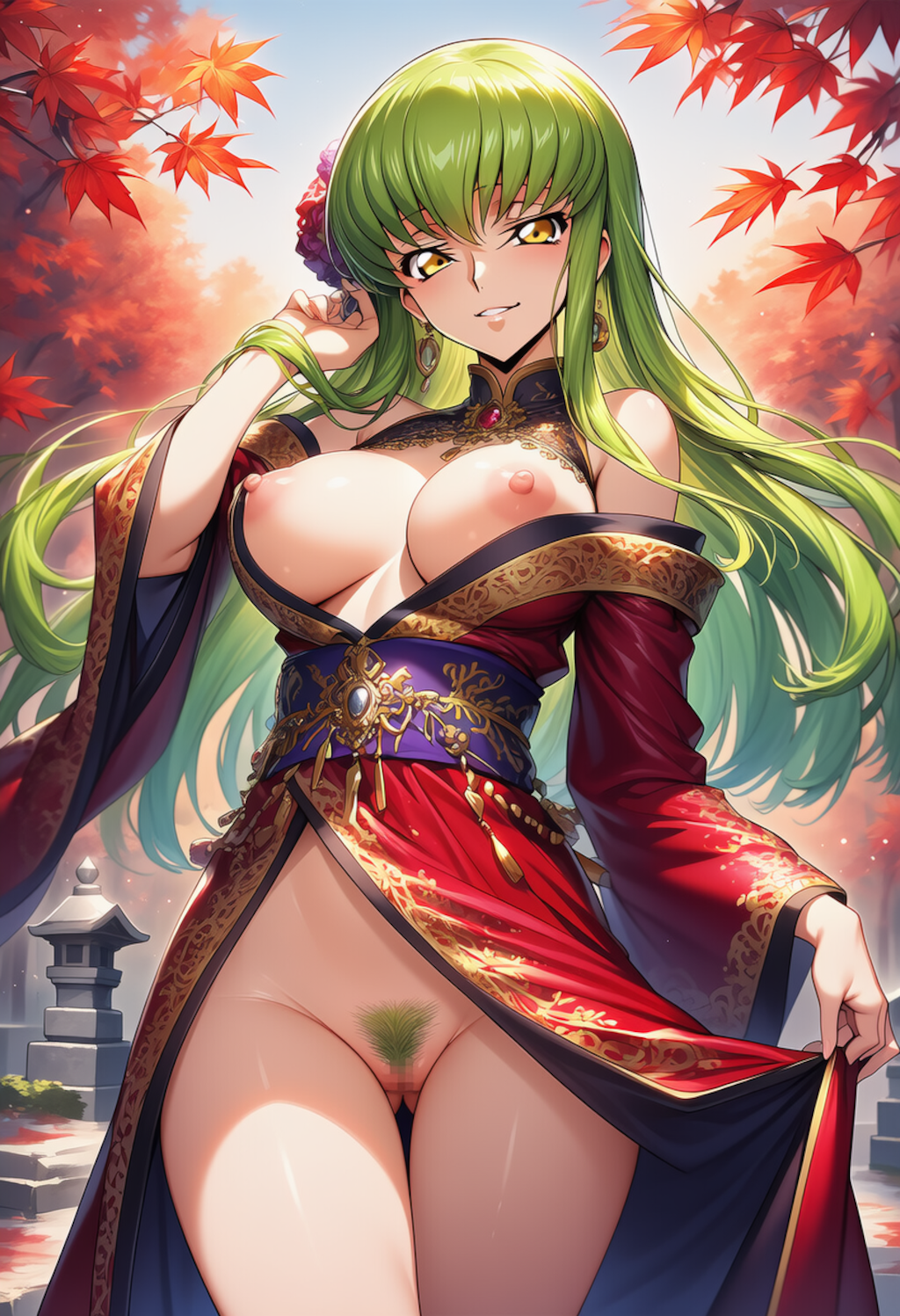 紅葉の社に佇む艶姫 — Scarlet Shrine Enchantress