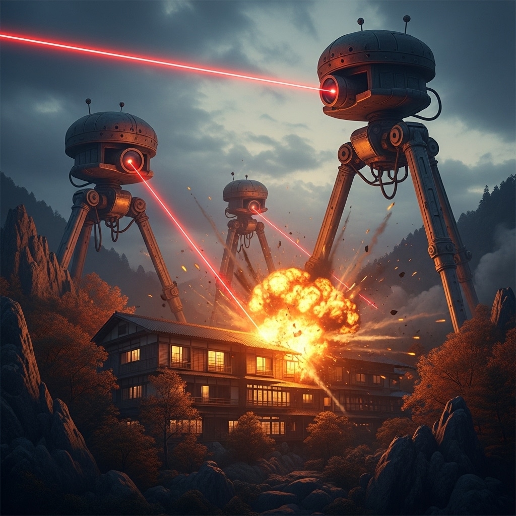 火星人旅館を攻撃