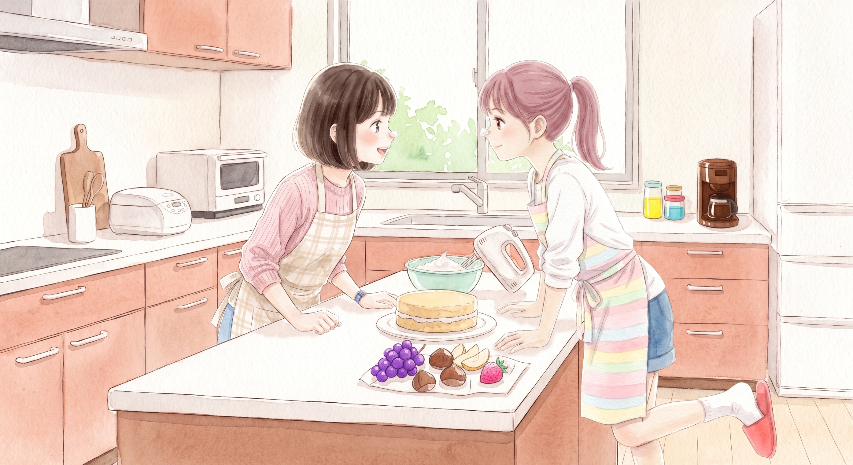 002：秋の日の、甘い約束　A sweet promise on an autumn day.　★AI併用作品（全面手描き風）★ | の人気AIイラスト・グラビア