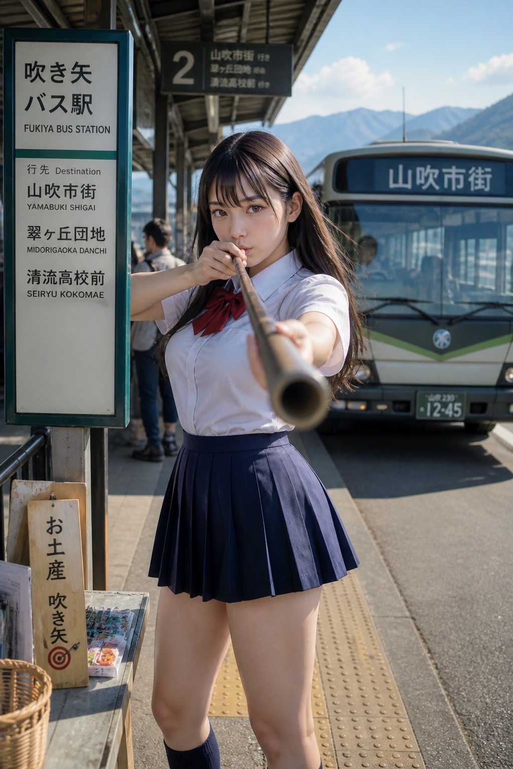 お土産は吹き矢バスの駅から放つお姉やん