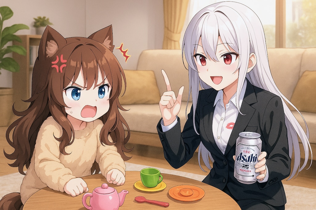 おままごとする小さな女の子