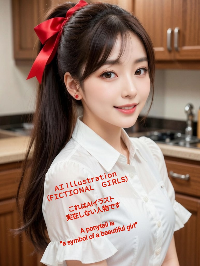 ポニーテール美少女の笑顔 | の人気AIイラスト・グラビア